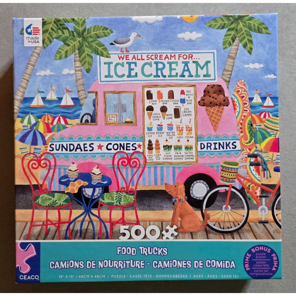 Ceaco Food Trucks Ice Cream Truck II 500 pc Stephanie Peterson Jones Complete